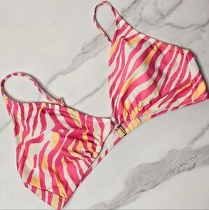 Pink and Yellow Zebra Print Bikini Top